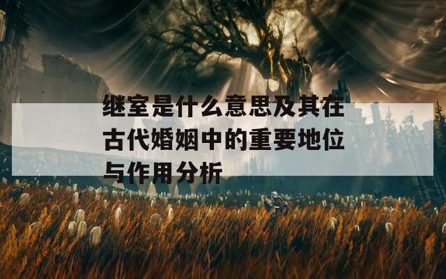 继室是什么意思及其在古代婚姻中的重要地位与作用分析