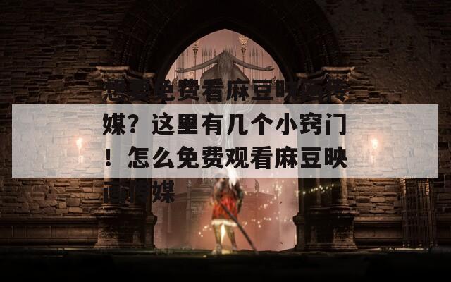 想要免费看麻豆映画传媒？这里有几个小窍门！怎么免费观看麻豆映画传媒