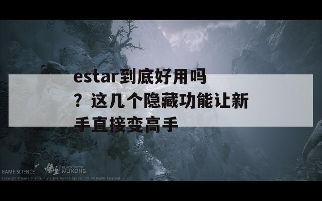 estar到底好用吗？这几个隐藏功能让新手直接变高手