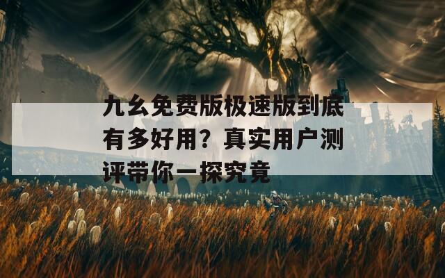 九幺免费版极速版到底有多好用？真实用户测评带你一探究竟