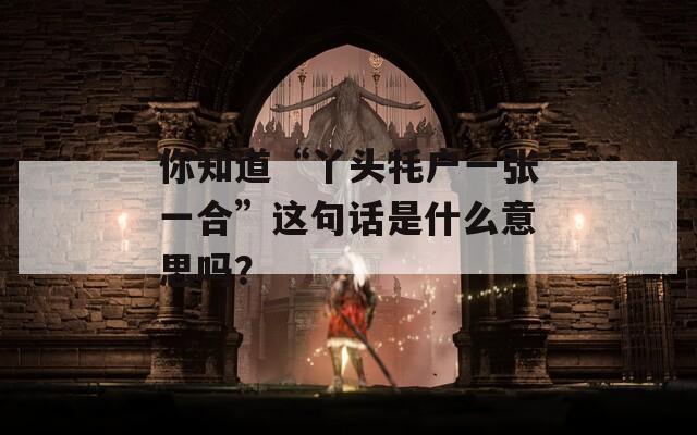 你知道“丫头牦户一张一合”这句话是什么意思吗？