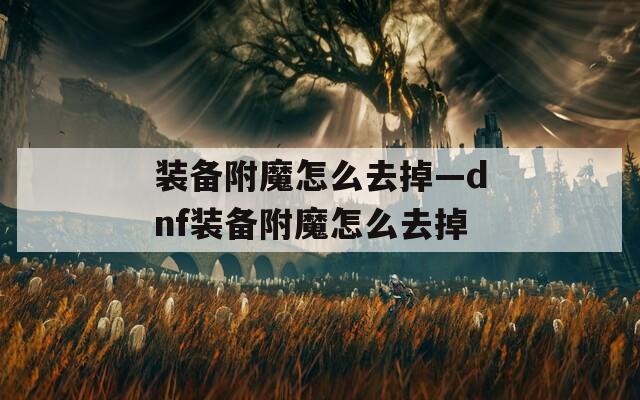 装备附魔怎么去掉—dnf装备附魔怎么去掉