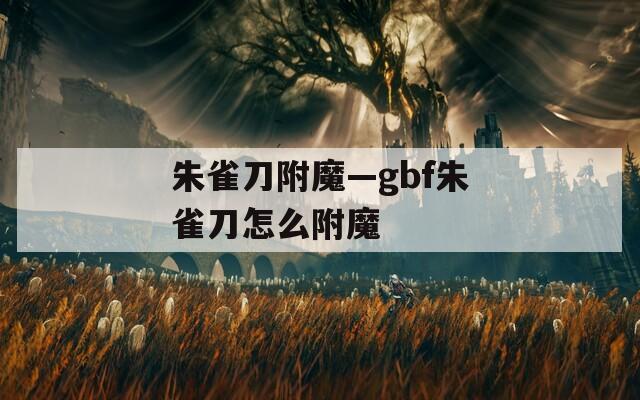 朱雀刀附魔—gbf朱雀刀怎么附魔