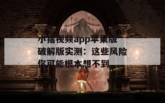 小猪视频app苹果版破解版实测：这些风险你可能根本想不到