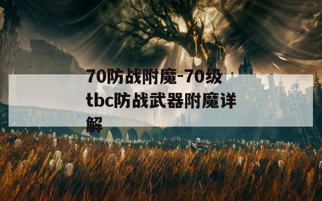 70防战附魔-70级tbc防战武器附魔详解