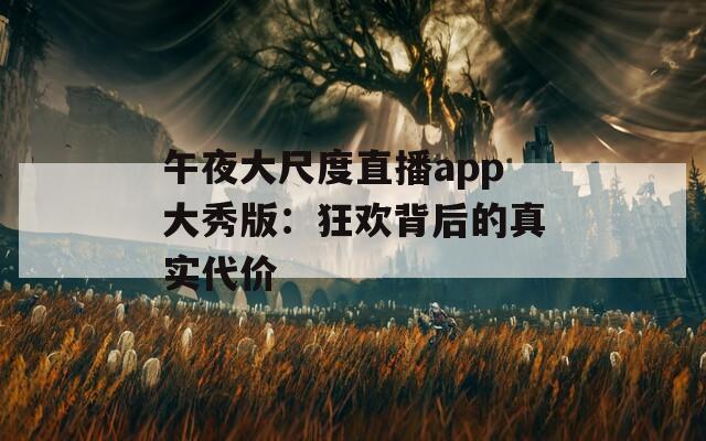 午夜大尺度直播app大秀版：狂欢背后的真实代价