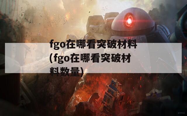 fgo在哪看突破材料(fgo在哪看突破材料数量)