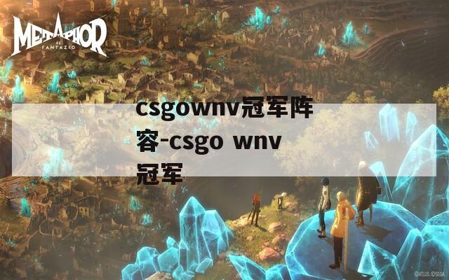 csgownv冠军阵容-csgo wnv冠军