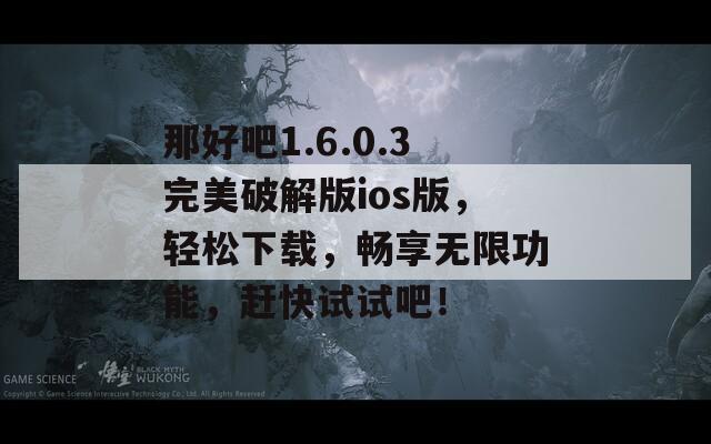 那好吧1.6.0.3完美破解版ios版，轻松下载，畅享无限功能，赶快试试吧！