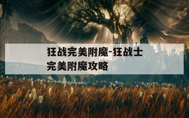 狂战完美附魔-狂战士完美附魔攻略