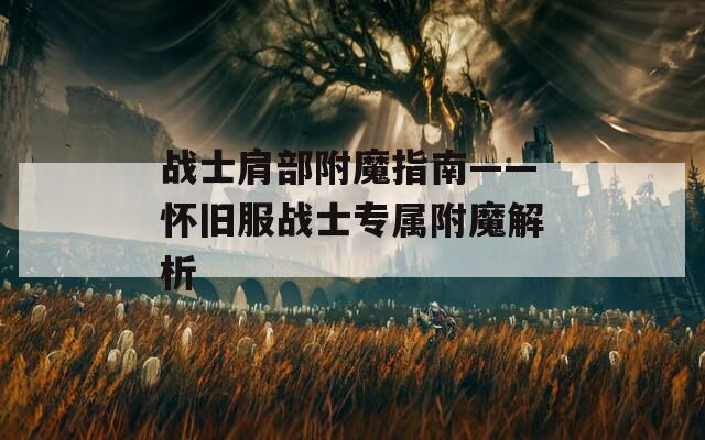 战士肩部附魔指南——怀旧服战士专属附魔解析